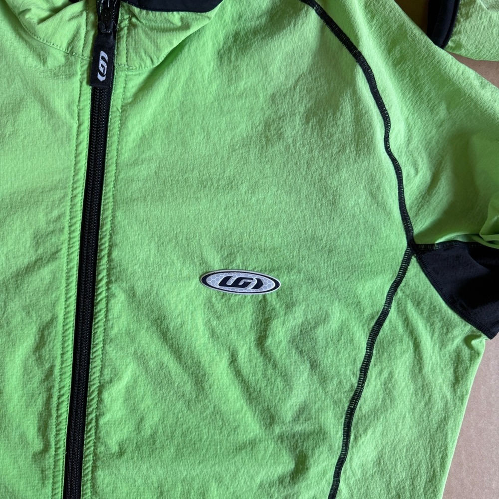 VTG Louis Garneau Fill-Zip Windbreaker Cycling Jacket Mens‎ S Green Lightweight - Picture 2 of 10